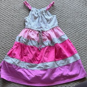 Jona Michelle Pink, Hot Pink & Gray Striped Tiered Sundress